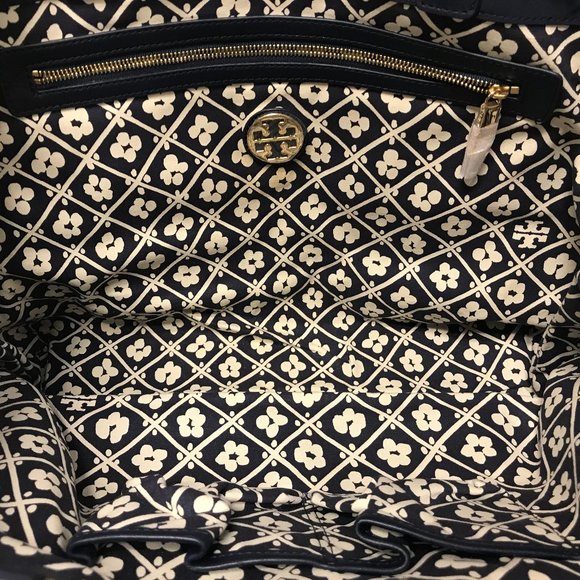 Tory Burch Normandy Blue Stacked Logo Tote - Picture 3 of 9